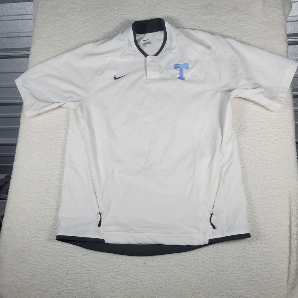 Nike Windbreaker Pullover Mens Large White Short Sleeve Henley T Logo Pocket